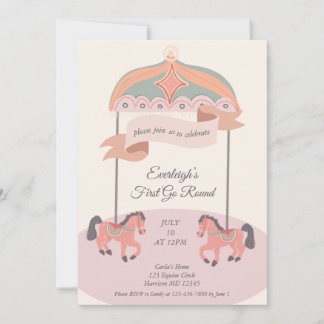 Merry Go Round First Birthday Invitation Einladung