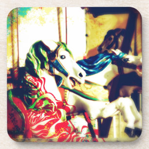 Merry-Go-Round Horses Sommer Rückblende Digitale K Untersetzer