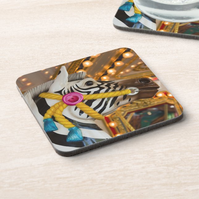 Merry-Go-Round Karussell Ride Zebra Pferd Untersetzer (Linke Seite)