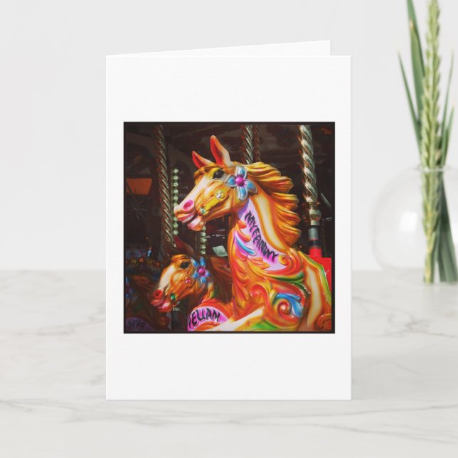 Merry-go-round-Pferde 02 Feiertagskarte (Vorderseite)
