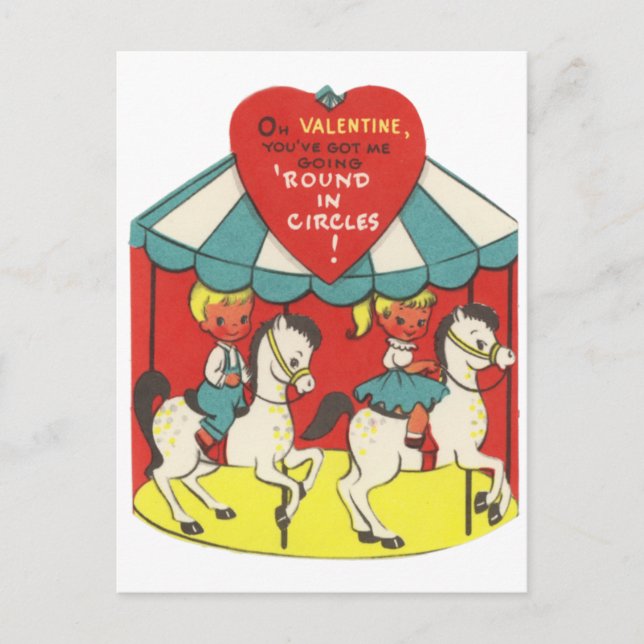 Merry Go Round Valentine Feiertagspostkarte (Vorderseite)