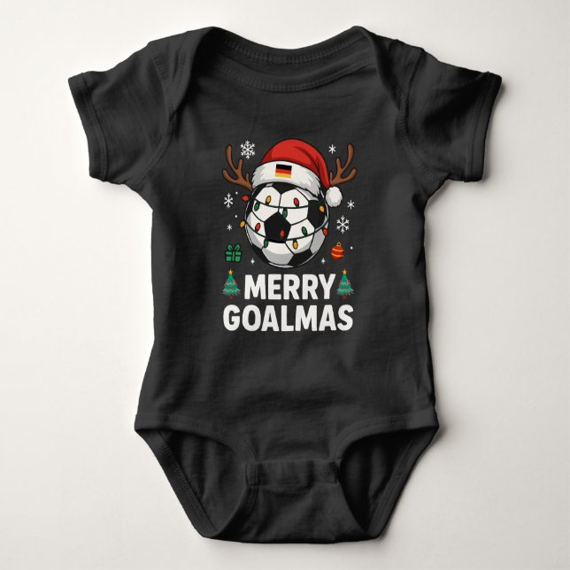 Merry Goalmas - Funny Soccer Christmas Baby Strampler (Vorderseite)