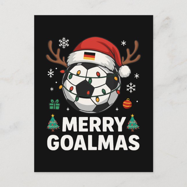 Merry Goalmas - Funny Soccer Christmas Postkarte (Vorderseite)