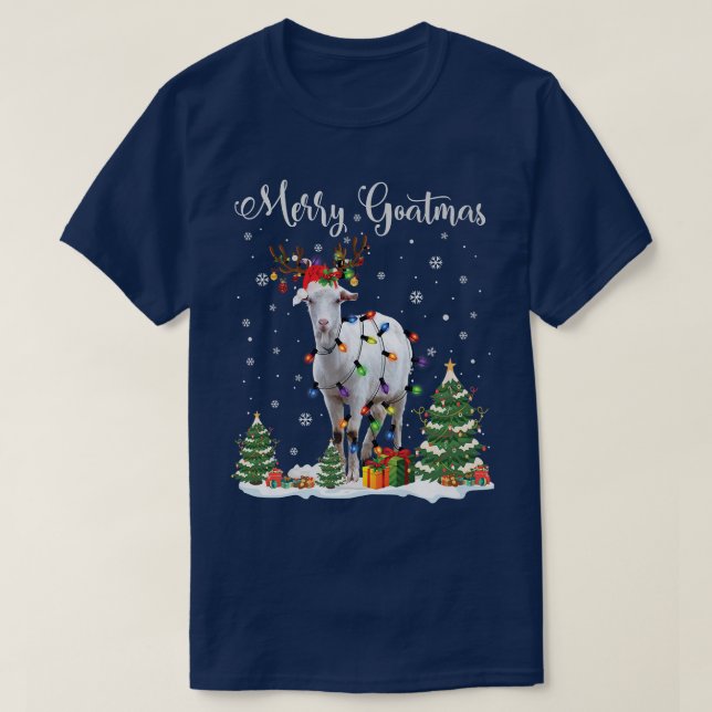 Merry Goatmas Goat Christmas Reindeer Santa  T-Shirt (Design vorne)