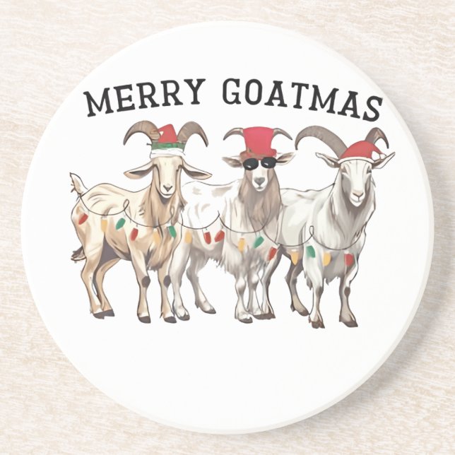 Merry Goatmas Tierziege Lover Frohe Weihnachten Getränkeuntersetzer (Vorne)