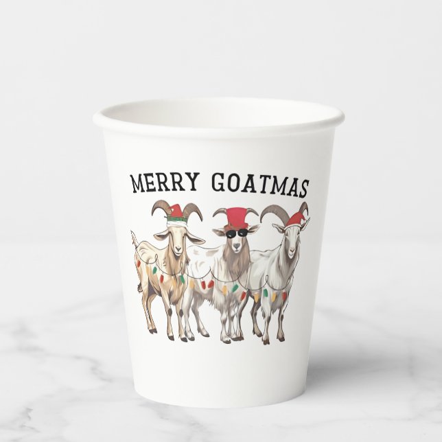 Merry Goatmas Tierziege Lover Frohe Weihnachten Pappbecher (Vorderseite)