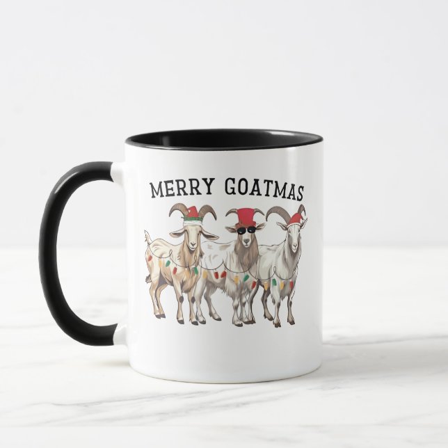 Merry Goatmas Tierziege Lover Frohe Weihnachten Tasse (Links)