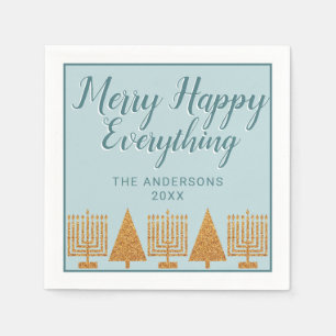 Merry Gold Blue Intergléry Party Holiday Serviette