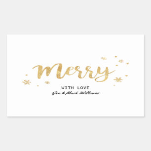 Merry (Gold) Rechteckiger Aufkleber
