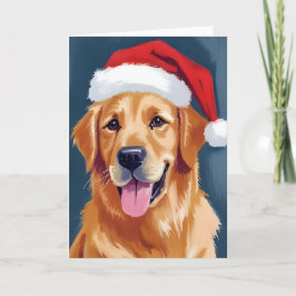 Merry Golden Retriever | Weihnachtsmannmütze Dog W Karte
