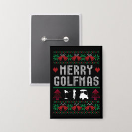 Merry Golfmas Golf Golfing Golfer Ugly Weihnachten Button