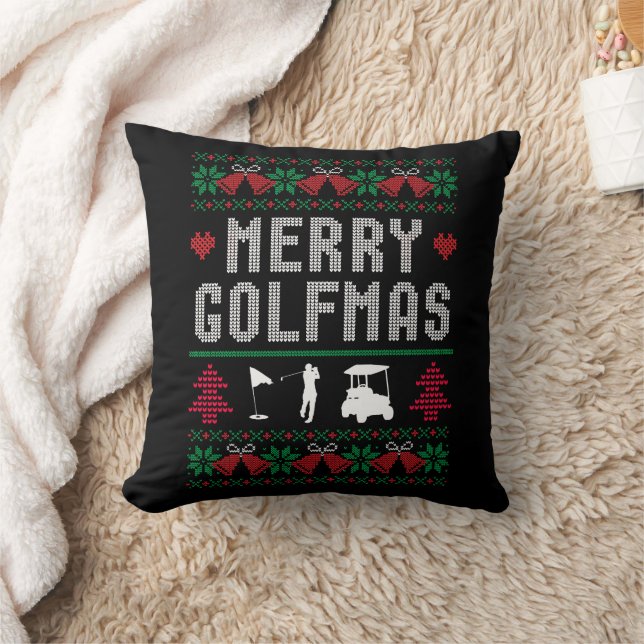 Merry Golfmas Golf Golfing Golfer Ugly Weihnachten Kissen (Decke)