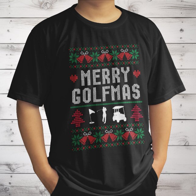 Merry Golfmas Golf Golfing Golfer Ugly Weihnachten T-Shirt (Von Creator hochgeladen)