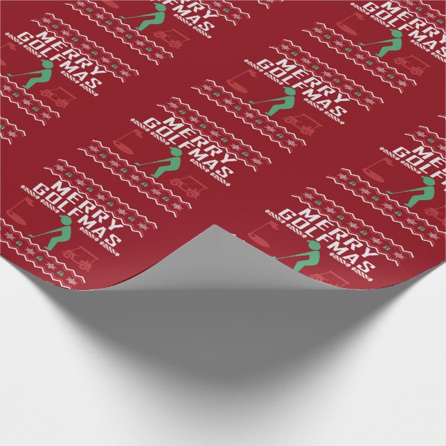 Merry Golfmas Golf Ugly Christmas Sweater Geschenkpapier (Ecke)