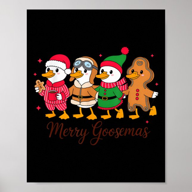 Merry Goosemas Cute Festive Goose Christmas  Poster (Vorne)