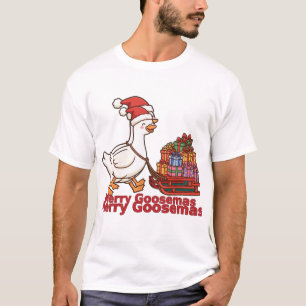 Merry Goosemas Dummer Gänse-Schlitten-T-Shirt T-Shirt