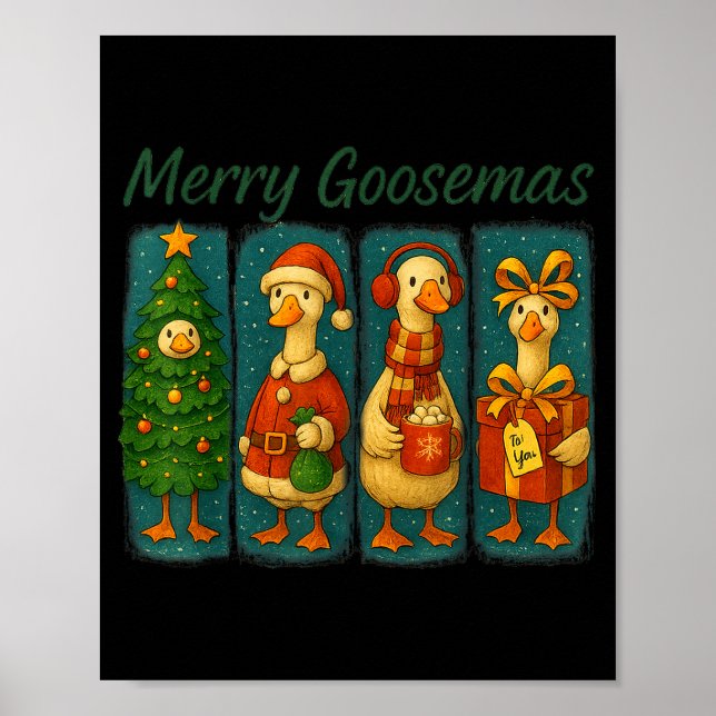 Merry Goosemas Funny Festive Goose Brushstroke Chr Poster (Vorne)