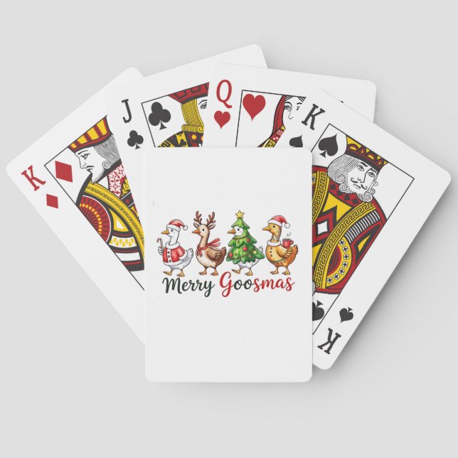 Merry Goosemas Weihnachtsgötchen Weihnachtsmannmüt Spielkarten (Rückseite)