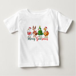 Merry Goosmas Christmas Funny Goose Tri-Blend Shir Baby T-shirt