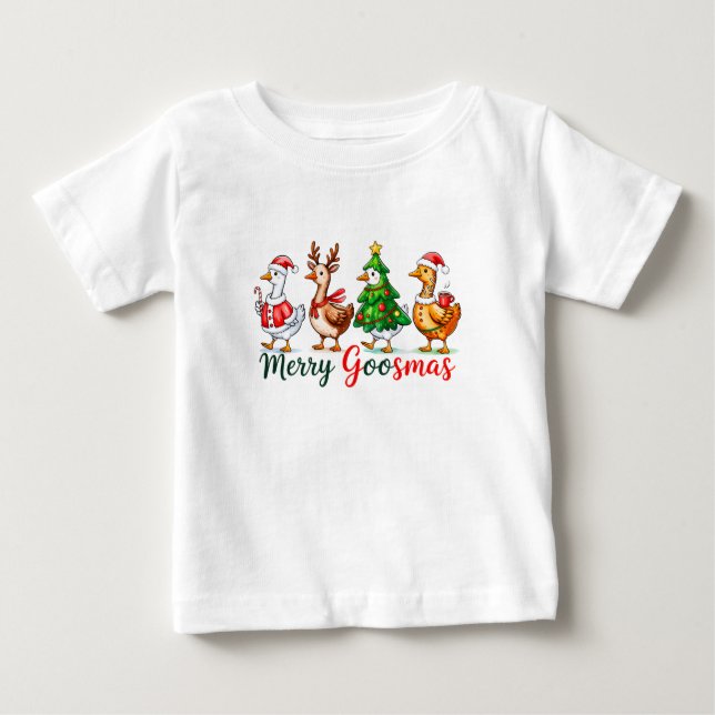Merry Goosmas Christmas Funny Goose Tri-Blend Shir Baby T-shirt (Vorderseite)