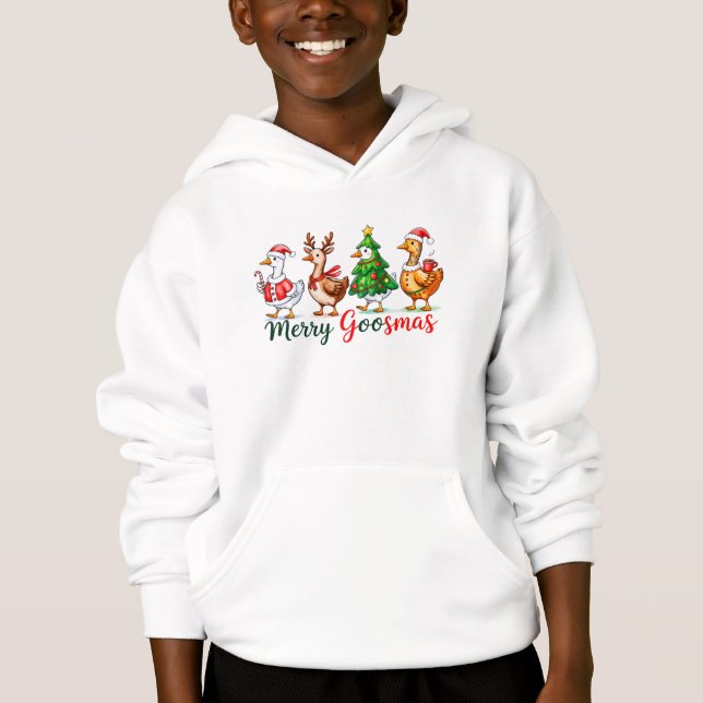 Merry Goosmas Christmas Funny Goose Tri-Blend Shir Hoodie (Vorderseite)