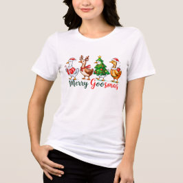 Merry Goosmas Christmas Funny Goose Tri-Blend Shirt