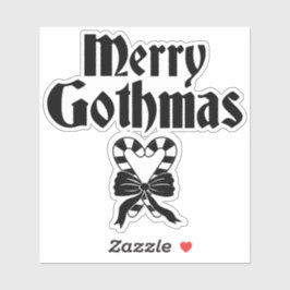 Merry Gothmas Black and White Candy Cane Heart Aufkleber