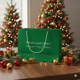 Merry Green Large Gift Bag for Holiday Presents Große Geschenktüte