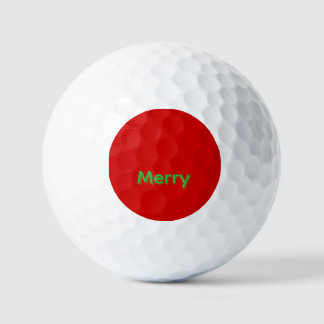 Merry Green Name on Red Golfball