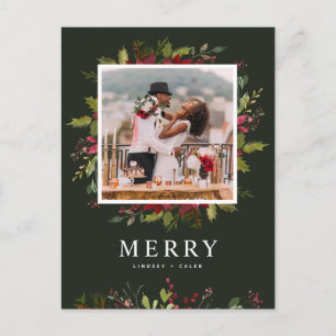 Merry Greenery   Editierbares Foto für Farben Feiertagspostkarte