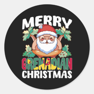 Merry Grenadian Weihnachten Funny Grenada Xmas Str Runder Aufkleber