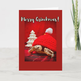 Merry Grinchmas Baby Sulcata Schildkröte in einem Karte