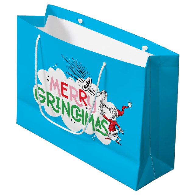 Merry Grinchmas Mister Grinch Große Geschenktüte (Vorderseite Schrägansicht)