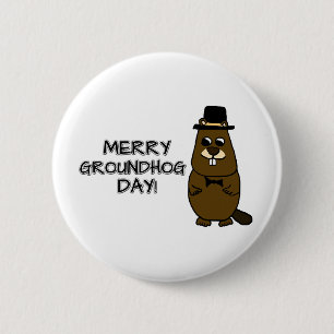 Merry Groundhog Day Button