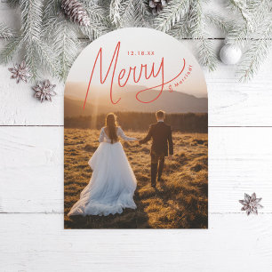 Merry Hand Lettering New Holiday Foto Card Einladung