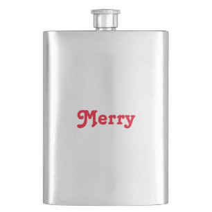 "Merry" Happy Holidays rote Weihnachtstasche Flachmann