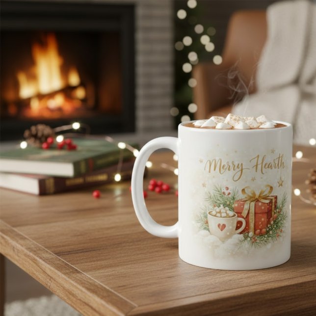 Merry Hearth Christmas Mug - Festive Cocoa and Gif Kaffeetasse (Von Creator hochgeladen)