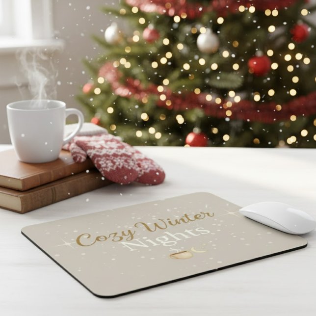 Merry Hearth: Cozy Winter Nights Minimalist Mousep Mousepad (Von Creator hochgeladen)