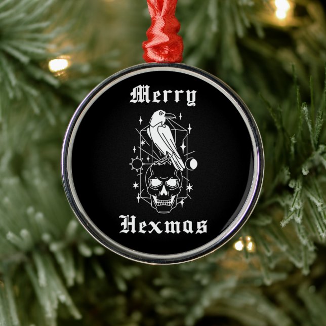 Merry Hexmas Hexenhut Skull Spooky Horror Ornament (Baum)