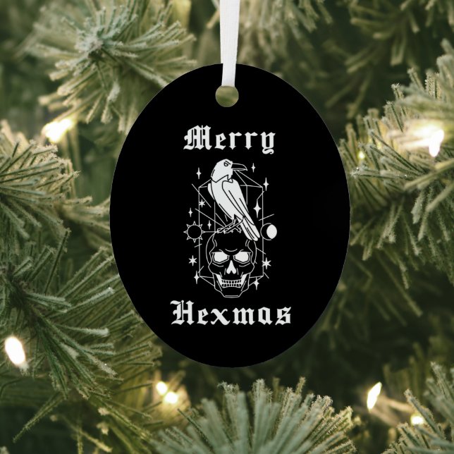 Merry Hexmas Witz Skull Spooky Hexchcraft Ornament Aus Metall (InSitu)
