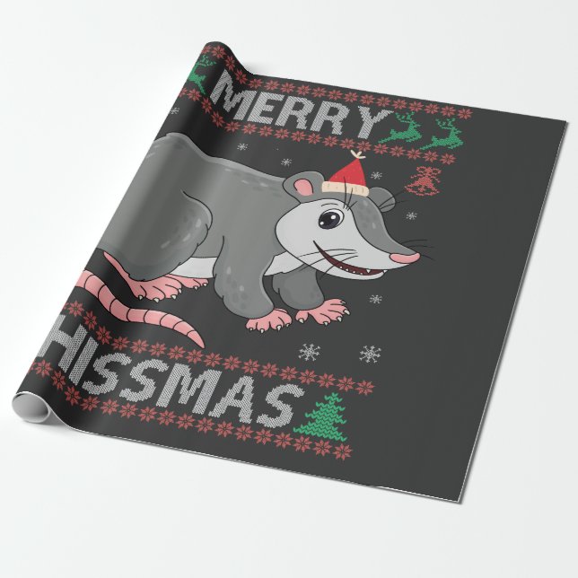 Merry Hissmas Funny Ugly Xmas Sweater Opossum Gesc Geschenkpapier (Ungerollt)