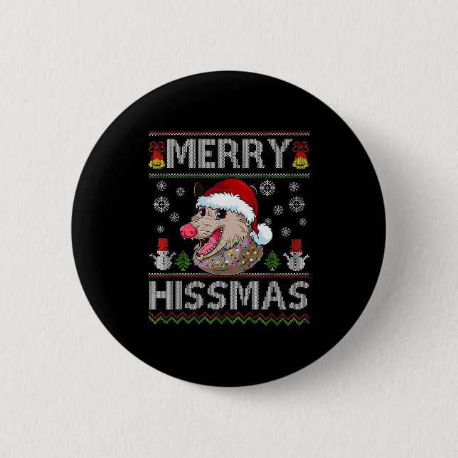 Merry Hissmas Ssum Christmas Ossum Lover Ugly Swea Button (Vorderseite)