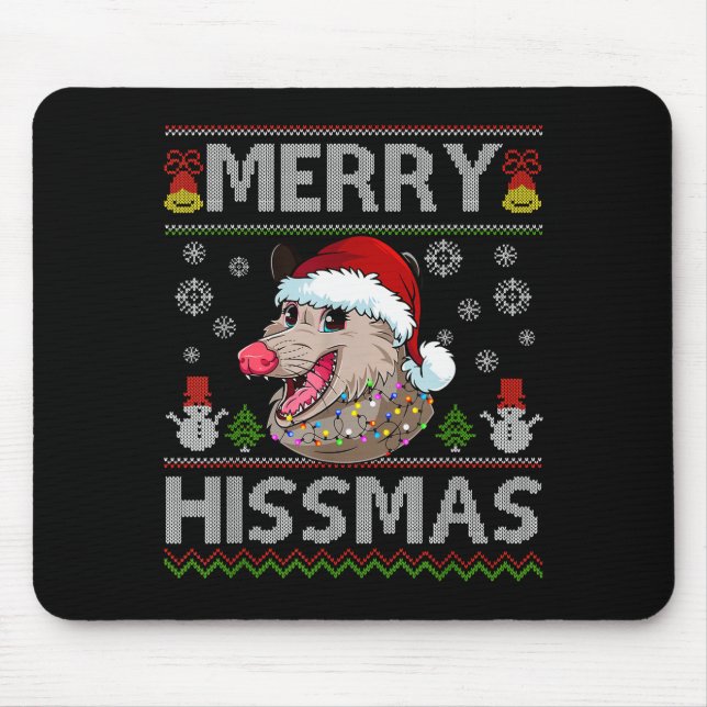 Merry Hissmas Ssum Christmas Ossum Lover Ugly Swea Mousepad (Vorne)