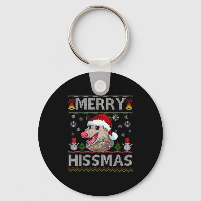 Merry Hissmas Ssum Christmas Ossum Lover Ugly Swea Schlüsselanhänger (Vorderseite)
