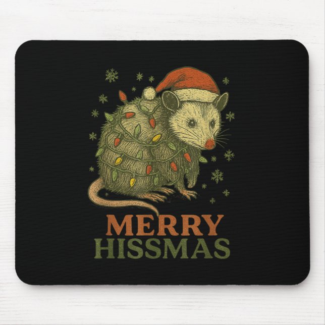 Merry Hissmas Ssum Weihnachtsmannmütze Xmas Light  Mousepad (Vorne)