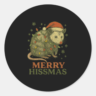 Merry Hissmas Ssum Weihnachtsmannmütze Xmas Light Runder Aufkleber