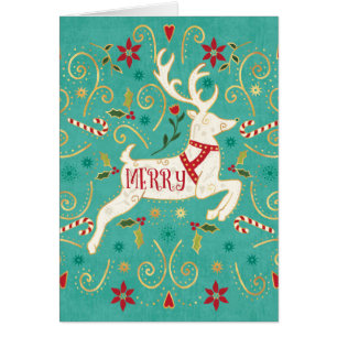 Merry Holiday Aquamarin Reindeer