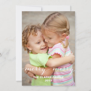 Merry Holiday Foto Card   Light Green Feiertagskarte