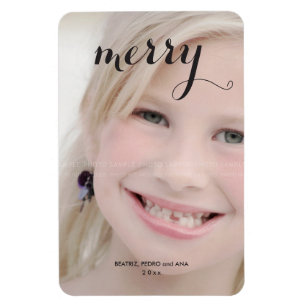 Merry Holiday Foto Einfache Weihnachtsschrift Schw Magnet