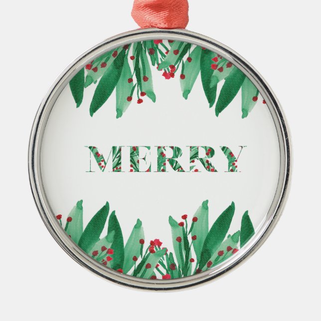 MERRY Holiday Ornament Aus Metall (Vorne)